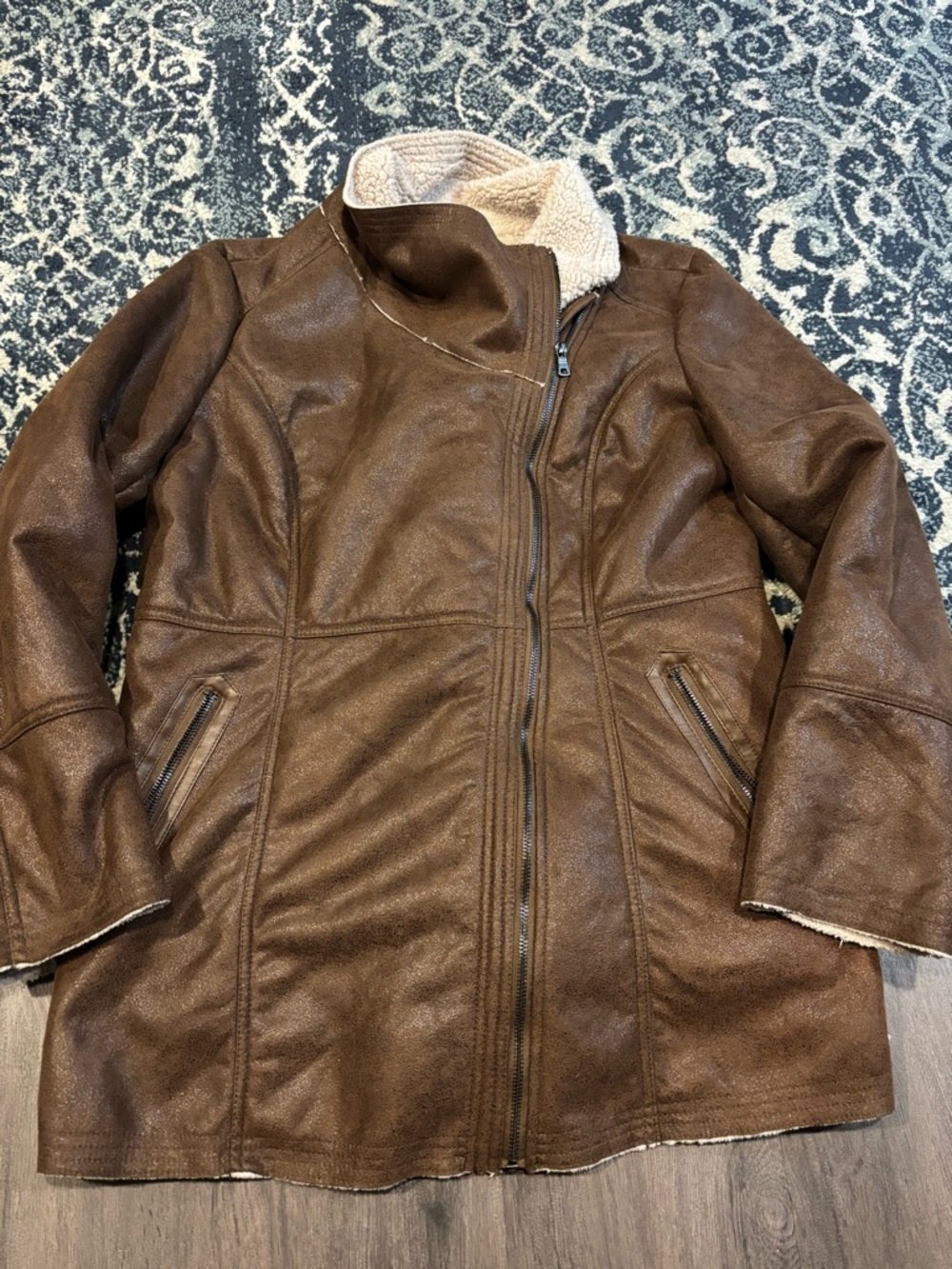 American Rag Brown Faux Leather Shearling Jacket